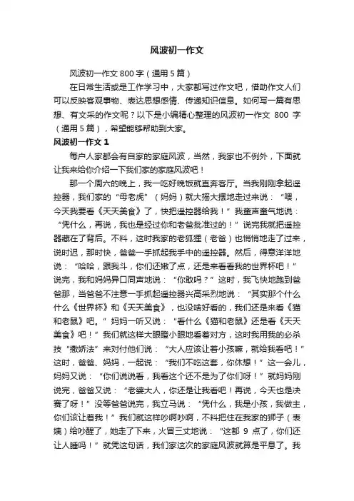 风波初一作文