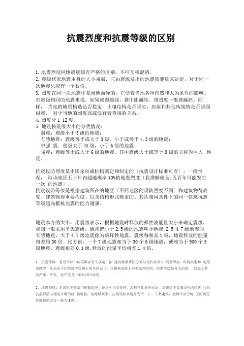 抗震等级、烈度等级