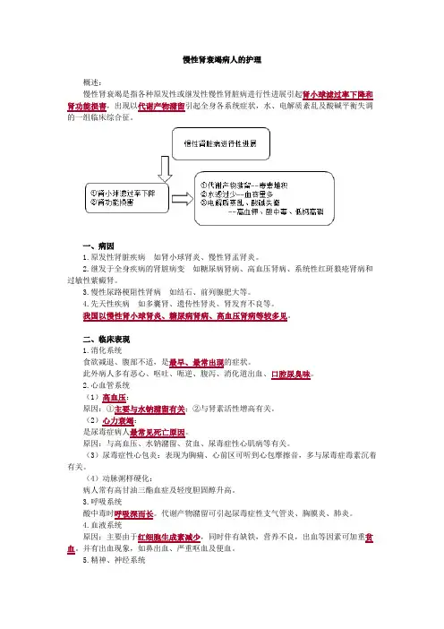 内科护理学-慢性肾衰竭病人的护理考点汇总