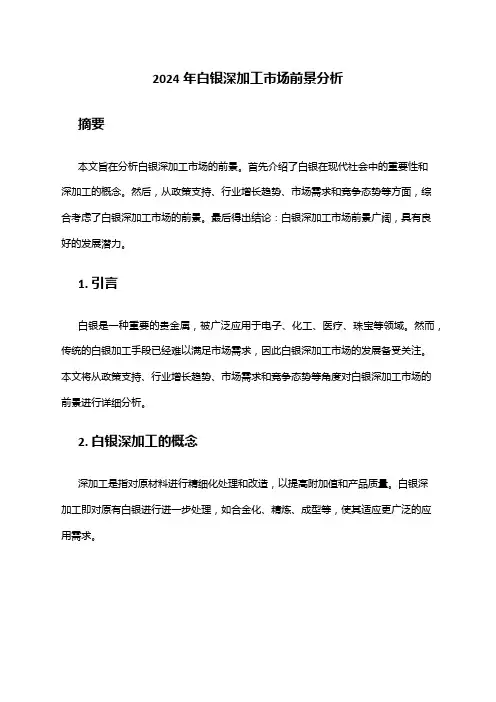 2024年白银深加工市场前景分析