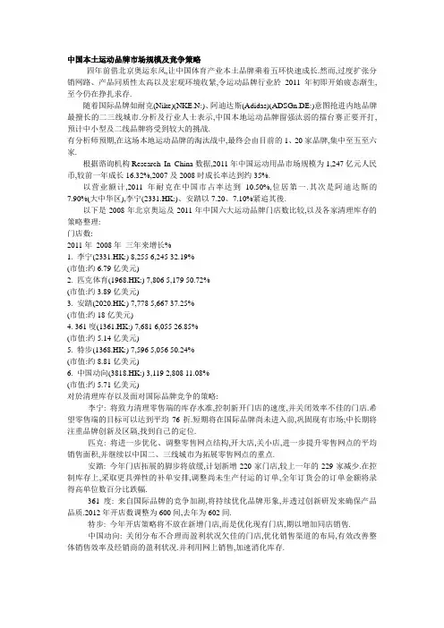 中国本土运动品牌市场规模及竞争策略