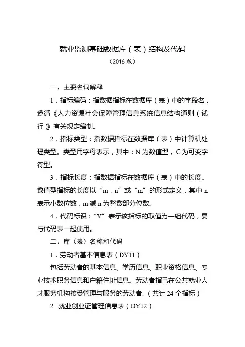就业监测基础数据库表-中华人民共和国人力资源和社会保障部