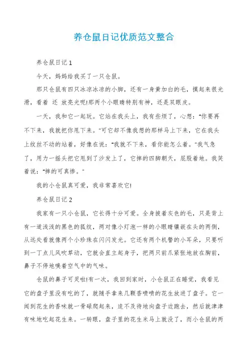 养仓鼠日记优质范文整合