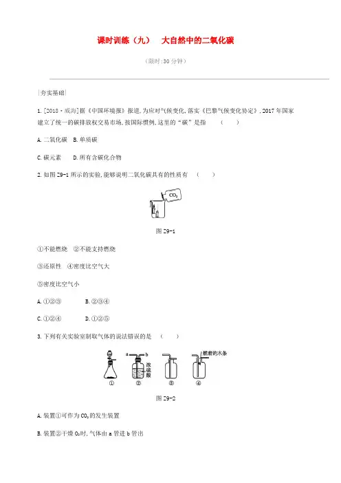 最新版九年级中考化学一轮复习第六单元燃烧与燃料课时训练09大自然中的二氧化碳练习鲁教版
