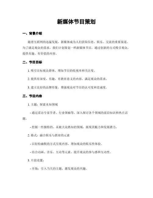 新媒体节目策划