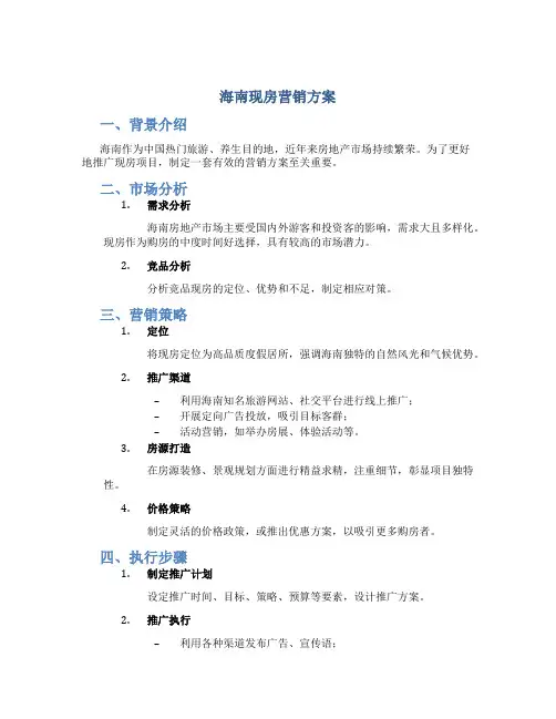 海南现房营销方案