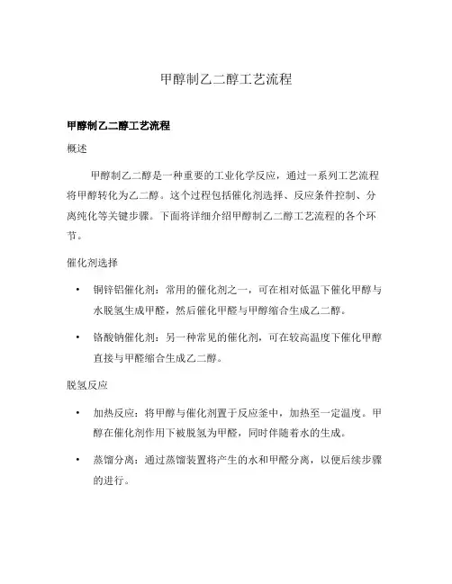 甲醇制乙二醇工艺流程