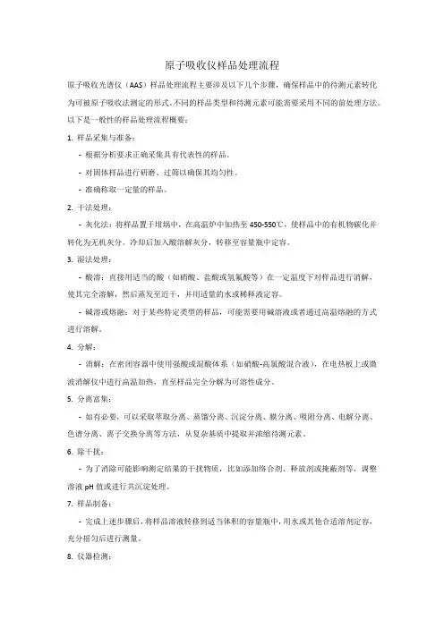 原子吸收仪样品处理流程