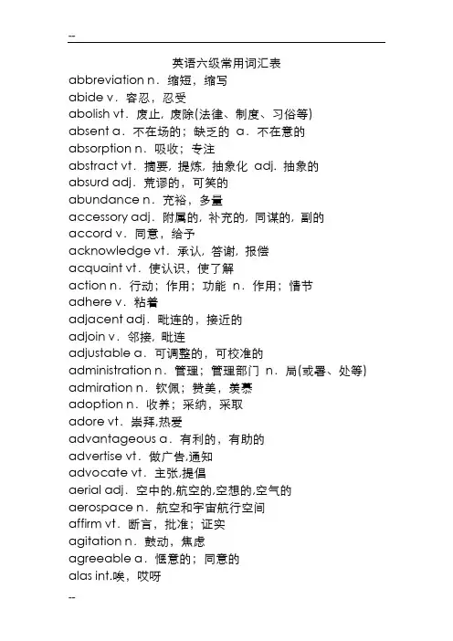 大学英语六级词汇表