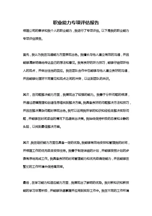 职业能力专项评估报告