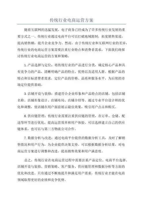传统行业电商运营方案