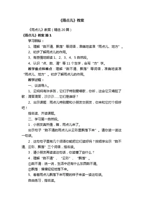 《雨点儿》教案