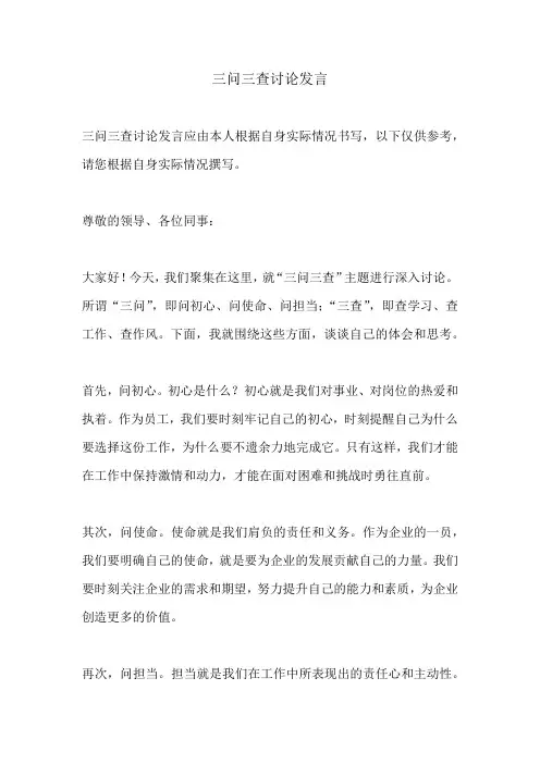 三问三查讨论发言