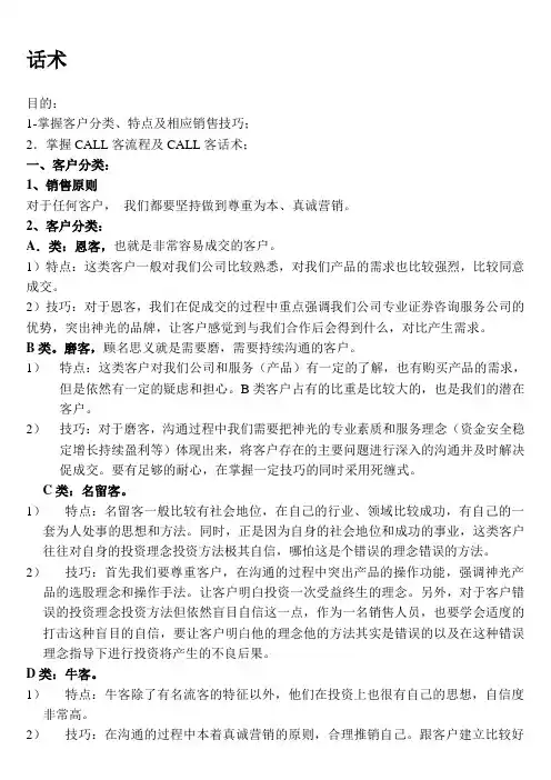 CALL客流程及话术演示教学
