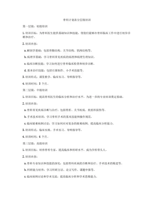 骨科计划表分层级培训