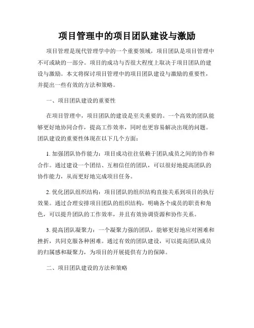 项目管理中的项目团队建设与激励