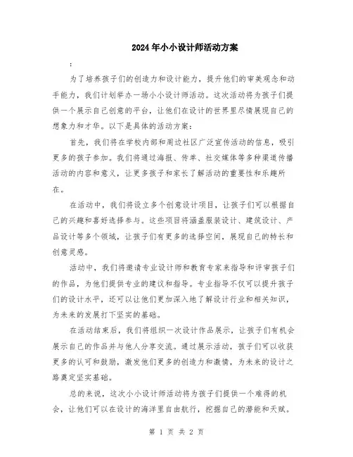 2024年小小设计师活动方案