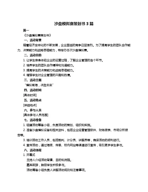 沙盘模拟赛策划书3篇