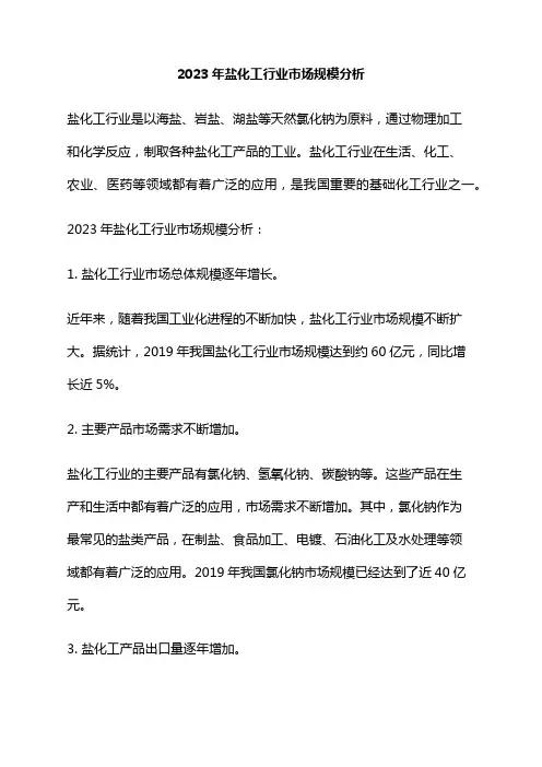 2023年盐化工行业市场规模分析