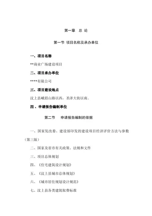 商业广场投资建设项目可行性研究报告