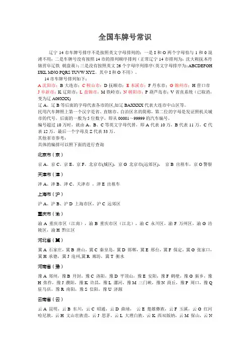 全国车牌号