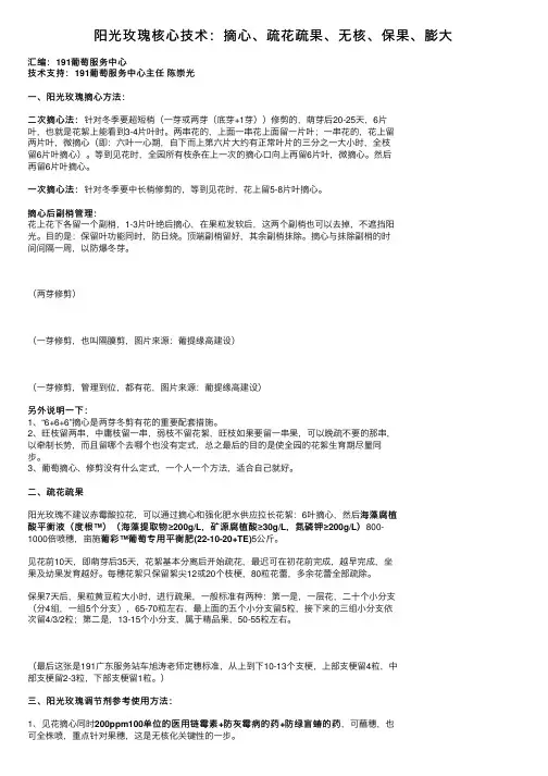 阳光玫瑰核心技术：摘心、疏花疏果、无核、保果、膨大