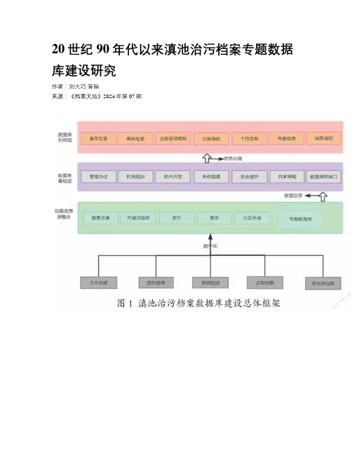 20世纪90年代以来滇池治污档案专题数据库建设研究