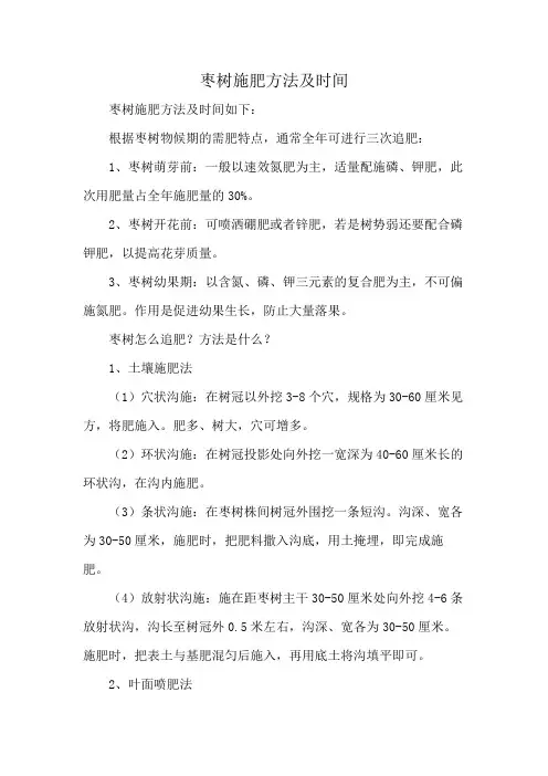 枣树施肥方法及时间