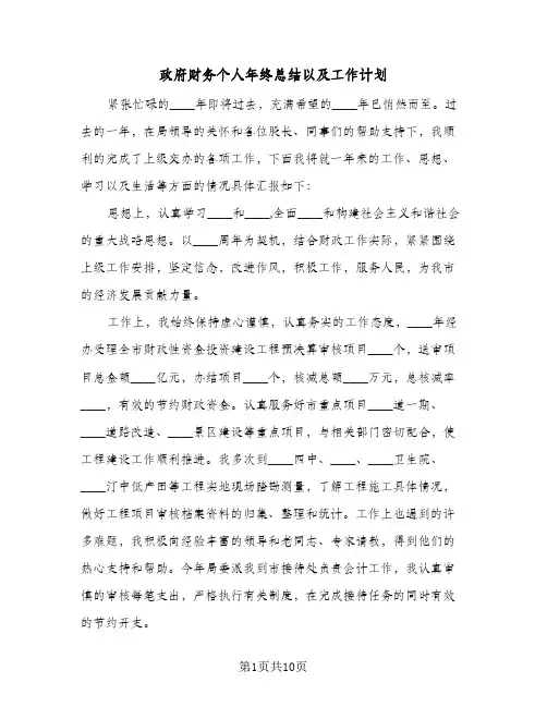 政府财务个人年终总结以及工作计划(4篇)