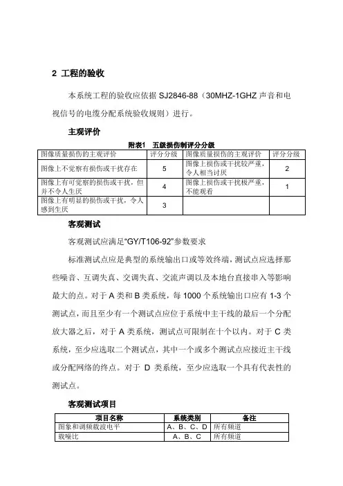 有线电视工程的验收标准