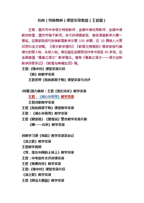 名师（特级教师）课堂实录集锦（王君篇）