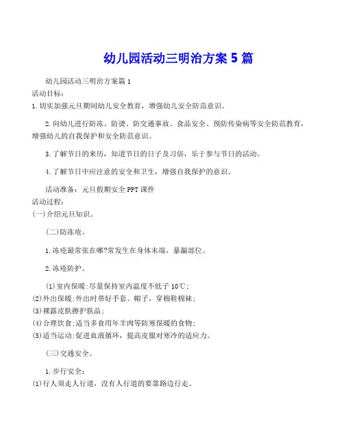 幼儿园活动三明治方案5篇