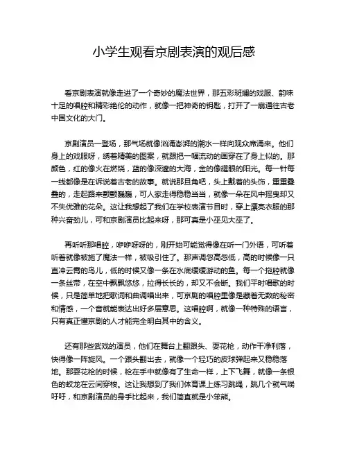 小学生观看京剧表演的观后感
