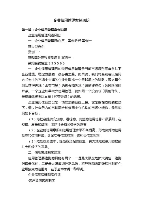 企业信用管理案例说明