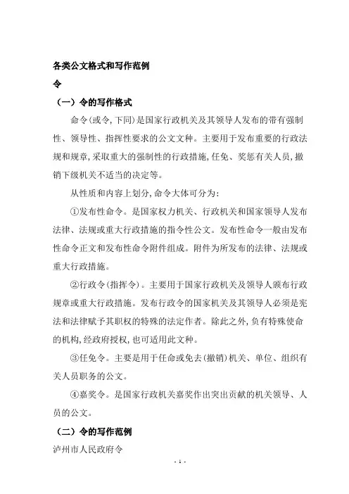 政府公文写作范文