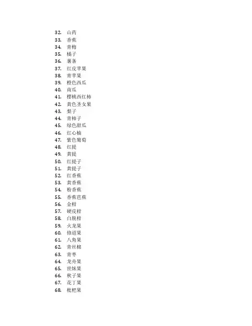 水果大全名字100种蔬菜