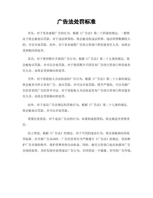 广告法处罚标准