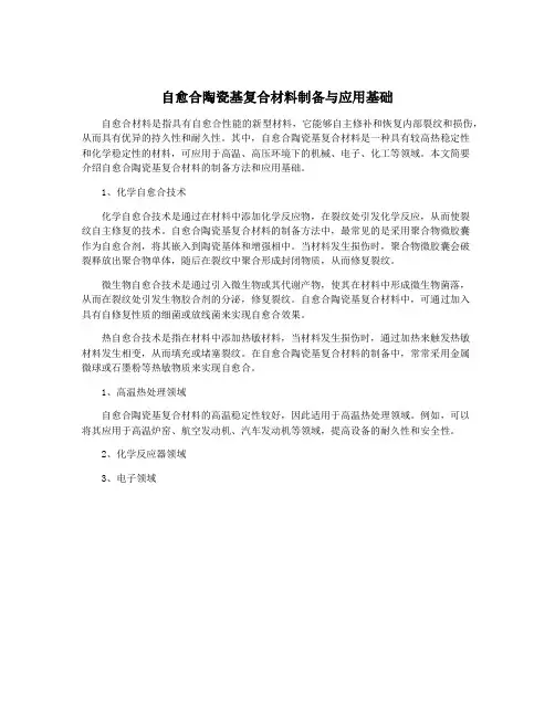 自愈合陶瓷基复合材料制备与应用基础
