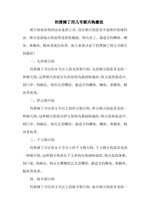 钓鱼技巧之钓具：钓黄辣丁用几号朝天钩最佳