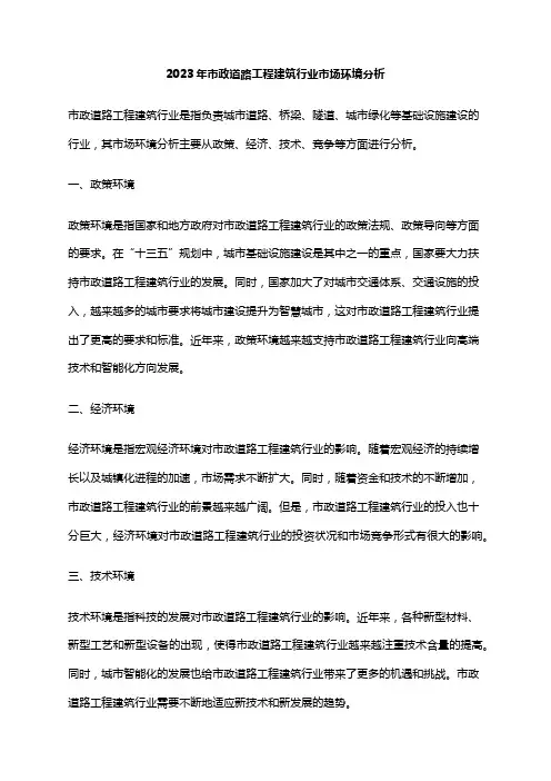 2023年市政道路工程建筑行业市场环境分析