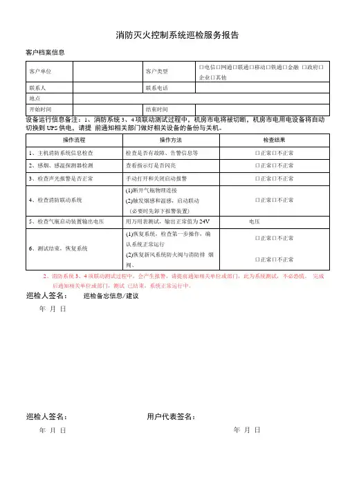 机房消防灭火系统巡检报告模板