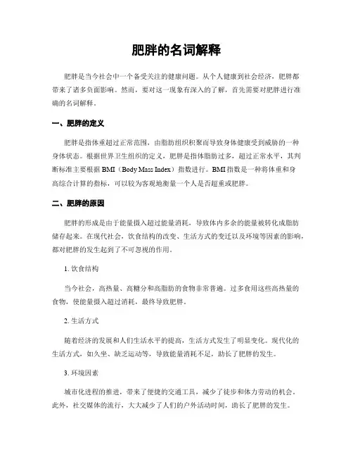 肥胖的名词解释