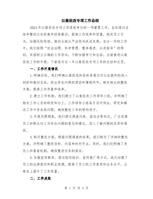 以案促改专项工作总结