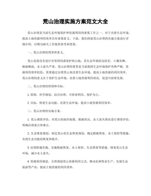 荒山治理实施方案范文大全