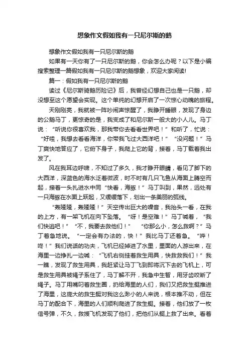 想象作文假如我有一只尼尔斯的鹅