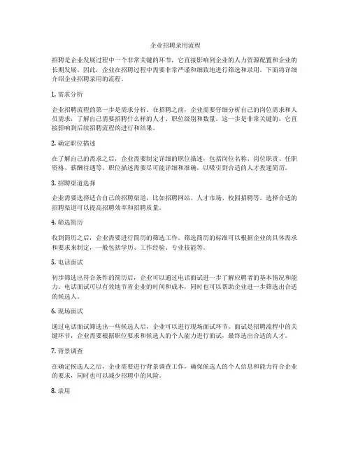 企业招聘录用流程