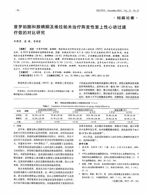 普罗帕酮和胺碘酮及维拉帕米治疗阵发性室上性心动过速疗效的对比研究