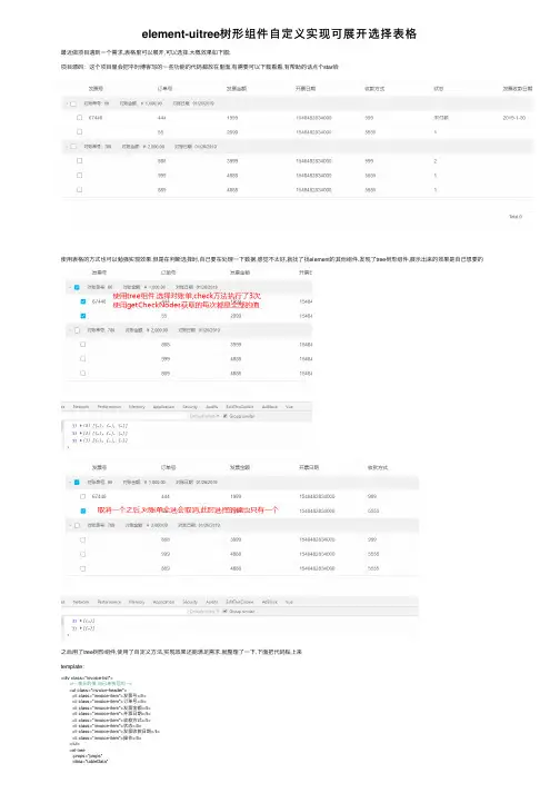 element-uitree树形组件自定义实现可展开选择表格
