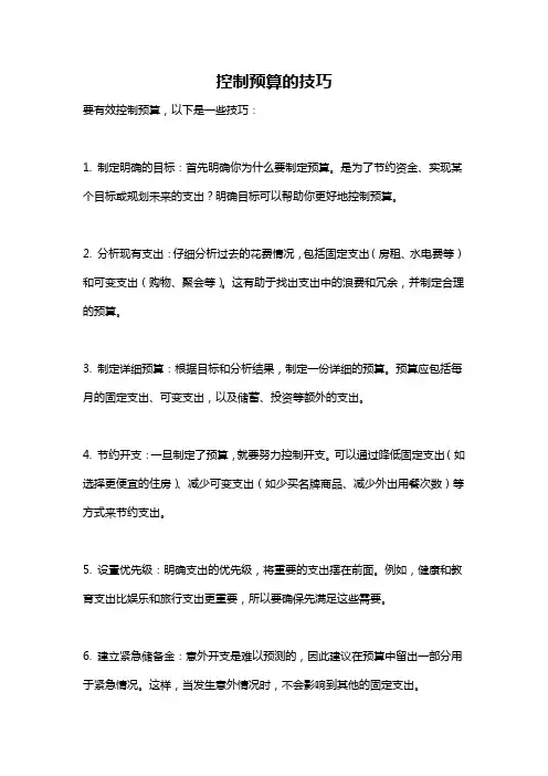控制预算的技巧