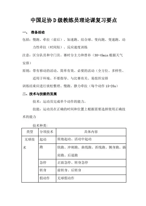 足协D级教练员培训理论课